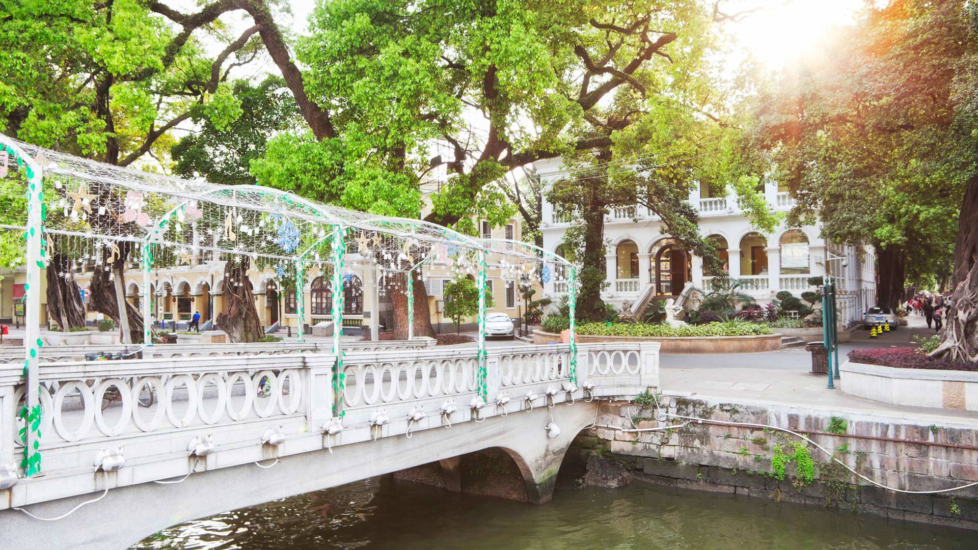 View of the bridge at Shamian Island in Guangzhou