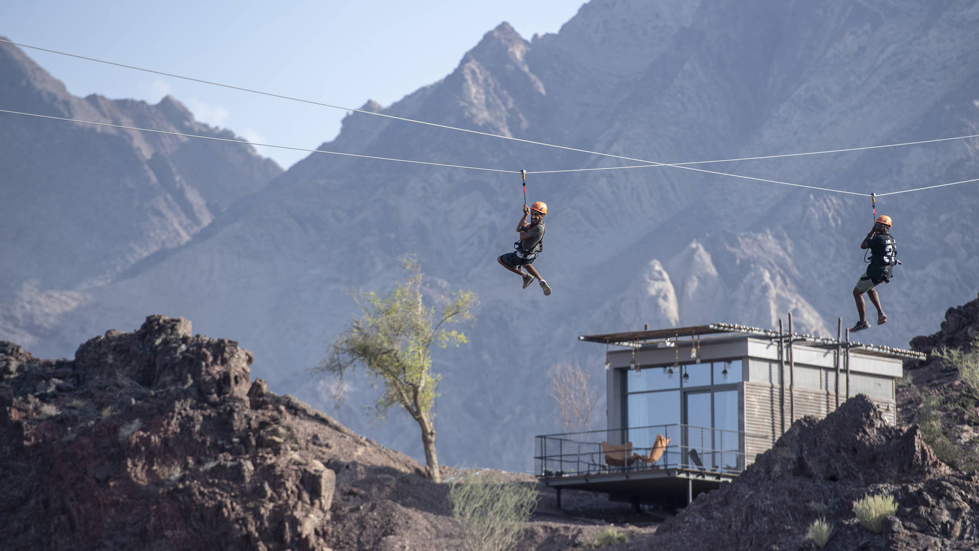 Zip-lining at hatta wadi hub jumeirah dubai