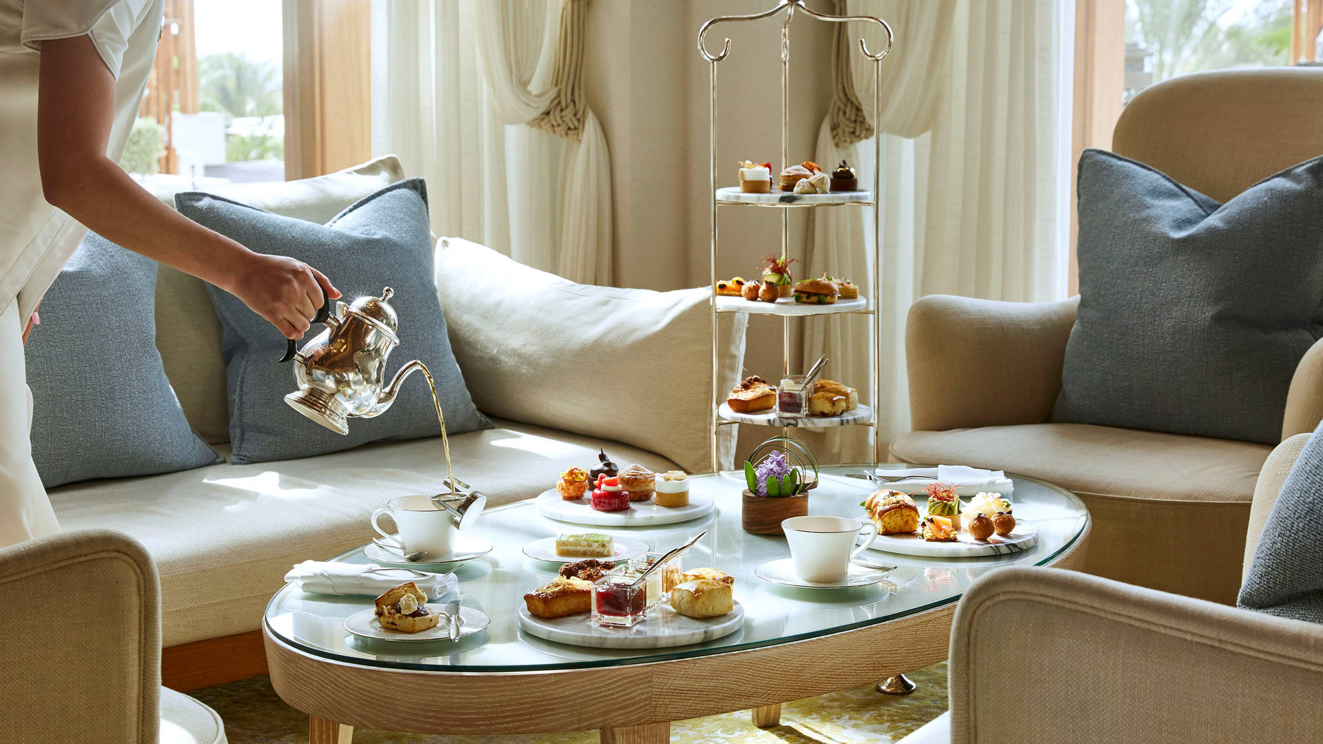 Classic afternoon tea spread at Jumeirah Al Naseem