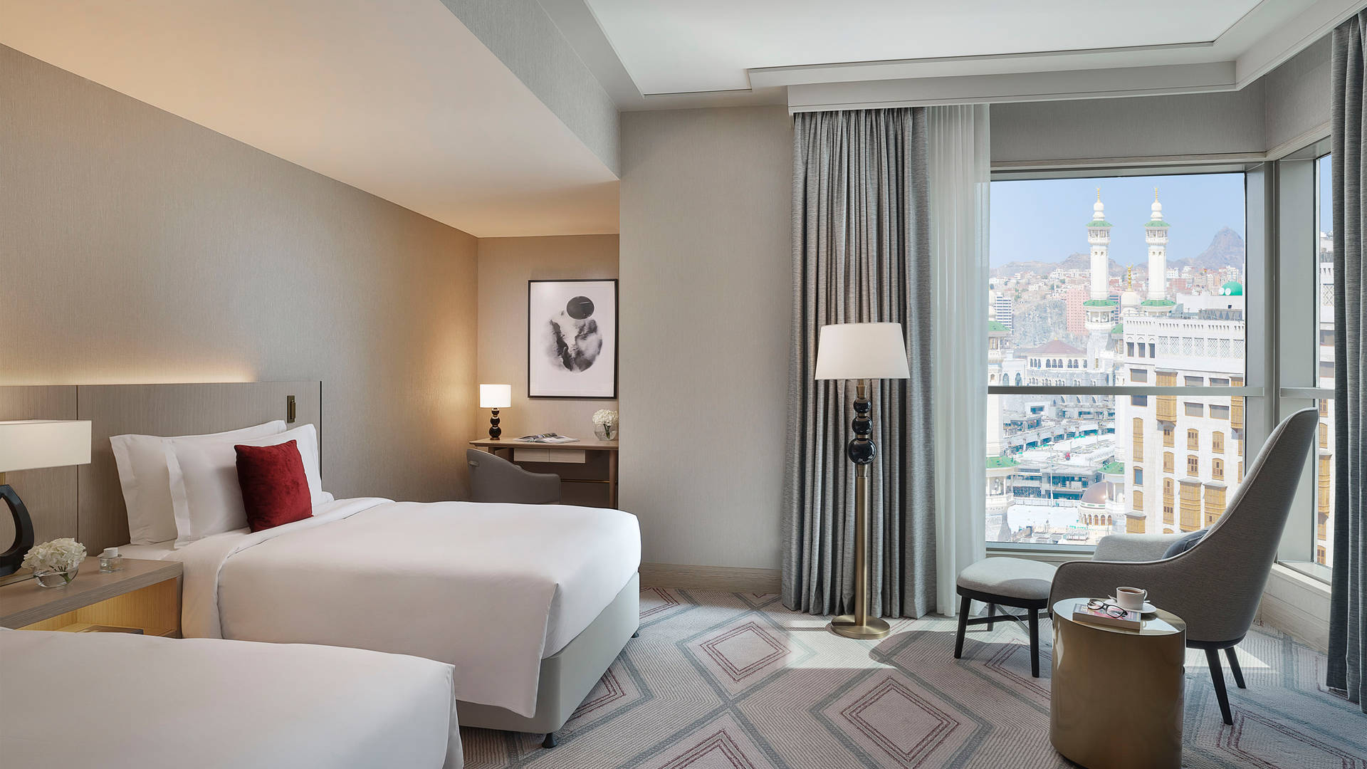 Interior image of twin bedroom suite at  Jumeirah Jabal Omar Makkah 